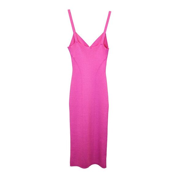 Staud Quartz Metallic Sleeveless Midi Dress in Pink Viscose - Picture 2 of 3